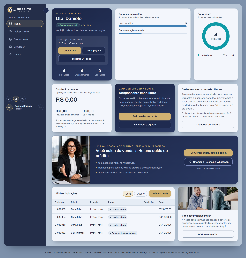 Painel do Parceiro e App em Tempo Real Crédito Chave